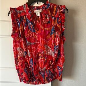 Rachel Zoe Vibrant Red and Blue Blouse